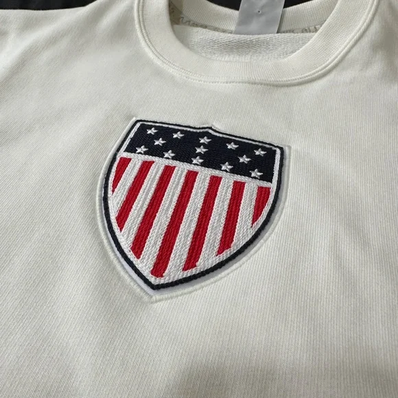 Nike Men's Off-White Crewneck Sweater with USA Shield